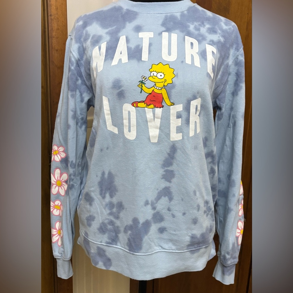 The Simpsons Lisa Nature Lover Tie-Dye Graphic Sweatshirt Size XS